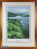 A large Loch Lomond Golf Club members only print signed by artist Brian D Morgan, framed and mounted