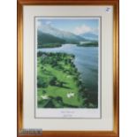 A large Loch Lomond Golf Club members only print signed by artist Brian D Morgan, framed and mounted
