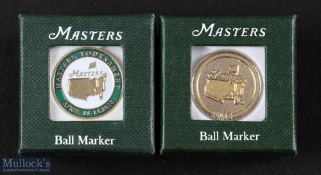 2x Original US Masters Golf Tournament Flat Ball Markers to include '12 all brass (Bubba Watson) and