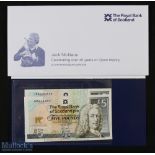 Jack Nicklaus Open Golf Champion 2x signed Royal Bank of Scotland £5 commemorative bank notes to