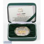 2019 Masters Golf Tournament Commemorative silver and gilt medal - winner ltd ed no 145/500