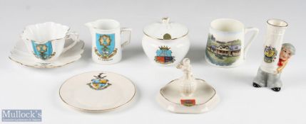 Golfing Crested Ware Ceramic Selection cup, saucer and jug with St Andrews crest manufactured for