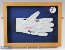 Signed Golf Glove multi signed by players and officials, with noted names of Bryan Morris, Steve
