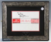 2013 Dubai Desert Classic golf tournament won by Stephen Gallacher, with a dedication to Ian, framed