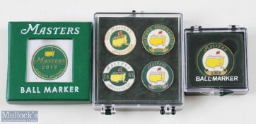 6x original US Masters Golf Tournament Enamel Ball Markers including 4x won by Tiger Woods - 2001 (