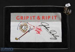 John Daly Open Golf Champion signed "Grip It and Rip It" endorsed golf bag towel - complete with the