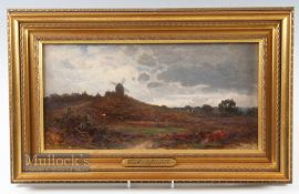John Wilton Adcock (1863-1930) oil on board Reigate Heath Golf Club Surrey 1898 - signed to the