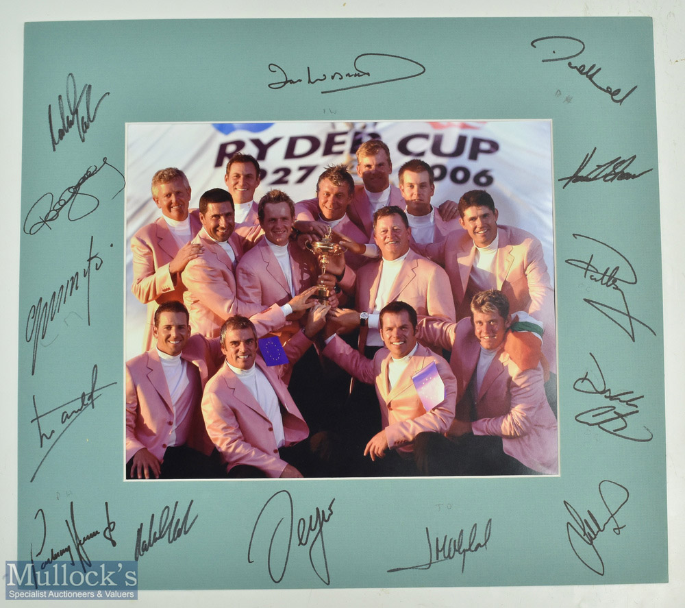 Multi-signed 2006 European Ryder Cup Team Golf Display features Colin Montgomerie, Padraig