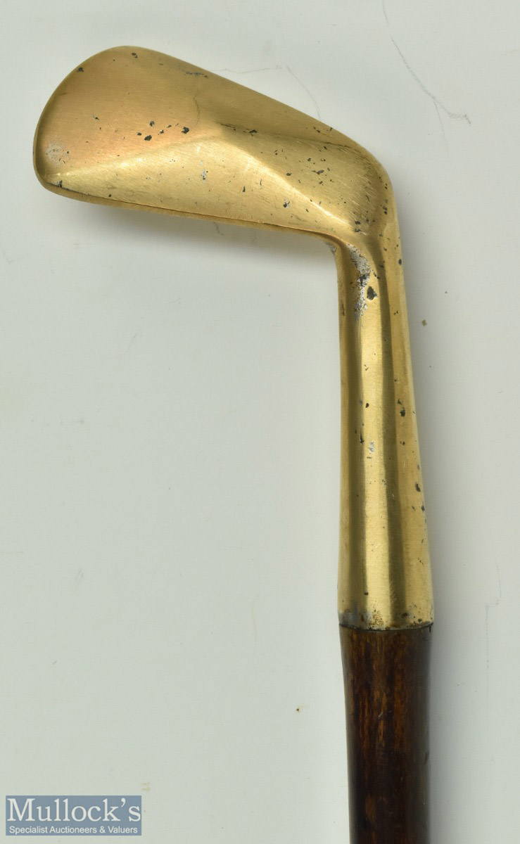 Unnamed diamond back iron Sunday Golf walking stick with no maker's marks apparent, polished brass