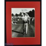 Byron Nelson Autographed Golf Display inscribed 'Best Wishes Byron Nelson' depicts an in action shot