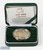 2018 Masters Golf Tournament Commemorative silver and gilt medal - winner Patrick Reed ltd ed no