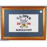 2006 US Golf Championship pin flag wingfoot, framed and mounted under glass - size # 67cm x 50cm