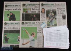 2009 Masters Golf Tournament collection of Pairings and Starting Times sheets and The Augusta