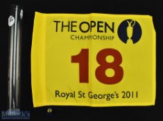 2011 Official Open Golf Championship Replica 18th hole pin flag played at Royal St Georges and won