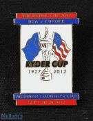 2012 Ryder Cup brass and enamel pin badge - played at The Medinah Country Club Chicago with Europe