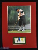 Payne Stewart Autographed Golf Display signed in ink below colour print, mounted and ready to