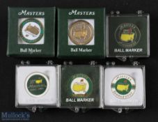Collection of Official Masters Tournament enamel golf ball markers from 2008-2013 (6) - including