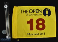 2013 Official Open Golf Championship Replica 18th hole pin flag played at Muirfield and won by