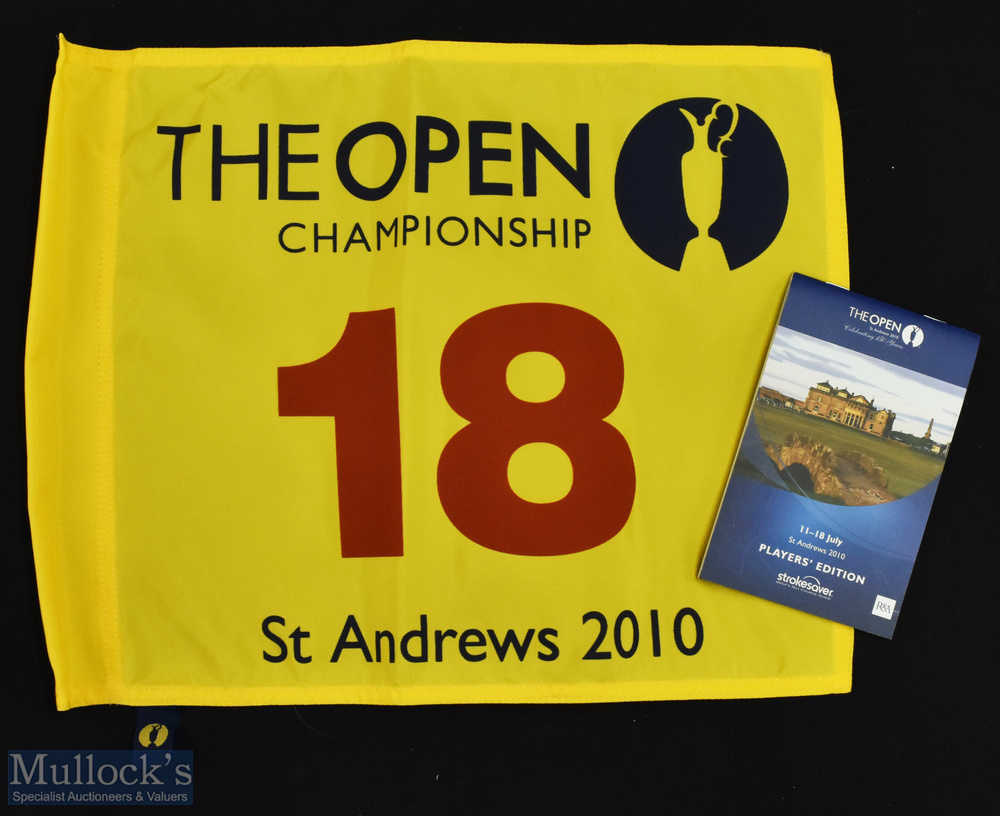 2010 Official Open Golf Championship Replica 18th hole pin flag and 'Players' Edition'