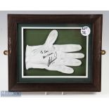 Signed Golf Glove signed Lee Westwood with dedication to Ian, framed and mounted under glass #36cm x