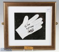 Signed Golf Glove Garry Orr Scottish golfer a white glove used, with dedication to Ian framed and