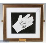 Signed Golf Glove Garry Orr Scottish golfer a white glove used, with dedication to Ian framed and