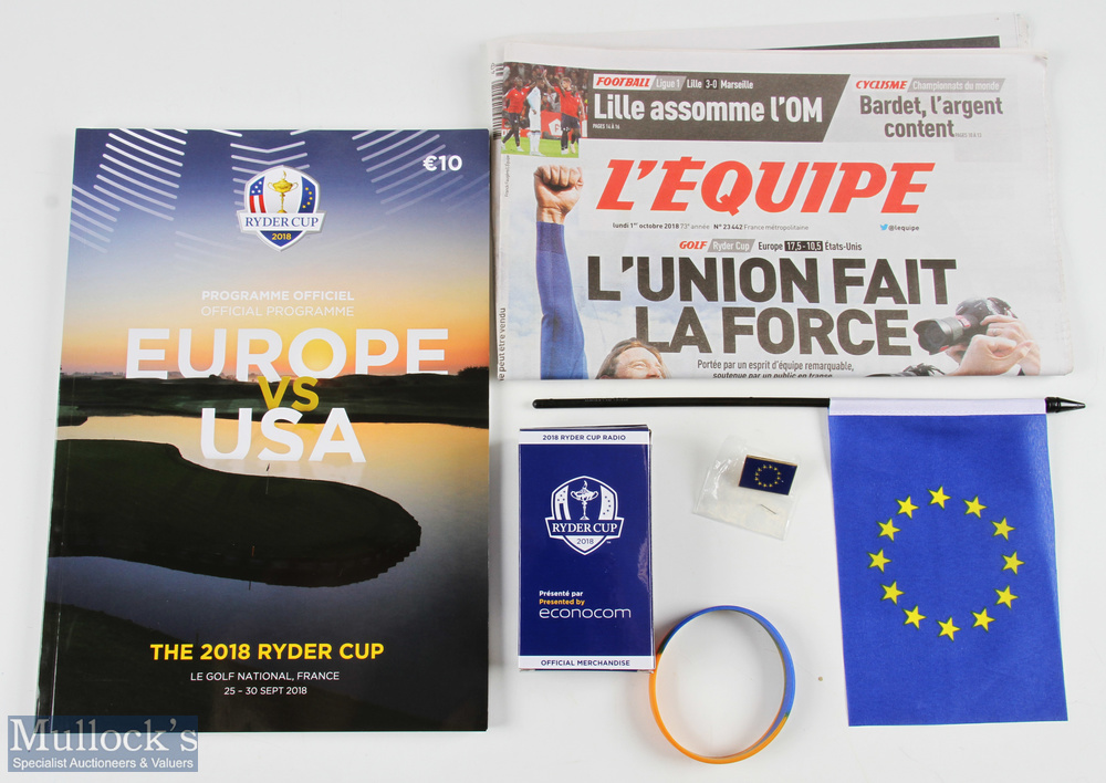 2018 Ryder Cup European collection (6) - an official programme, L'Equipe sports newspaper