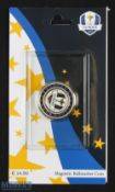 2018 Ryder Cup European Enamel Magnetic Ballmarker - still in the original packaging held in