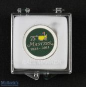 2011 Masters 75th Anniversary Golf Tournament Enamel Flat Ball Marker - won by Carl Schwartz in