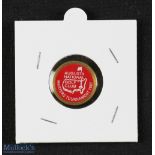 Original 1987 US Masters Golf Tournament Ball Marker - (won by Larry Mize) brass holder c/w brass