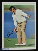 Seve Ballesteros Autographed Golf Print signed in ink on an Ultimate Book of Golf page, measures