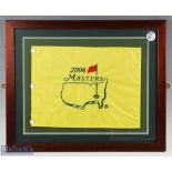 2006 Masters golf open tournament pin flag framed and mounted under glass, size 65.5cm x 54.5cm