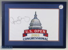 2011 US Open Signed Flag Rory McIlroy 1st major US Congressional, framed and mounted under glass -