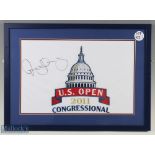 2011 US Open Signed Flag Rory McIlroy 1st major US Congressional, framed and mounted under glass -