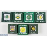 7x Original US Masters Golf Tournament Flat Ball Markers to include '14 (Bubba Watson), '15 (