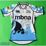 Sale Sharks Multi Signed Rugby Shirt with Number 21 printed to reverse, made by CCC, sponsored by