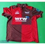 Scarlets Rugby Shirt made by Rhino Pure Rugby, sponsored by WRW, Short Sleeve, Size XS