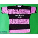 Newcastle Falcons Multi Signed Rugby Shirt with Number 1 printed to reverse, made by Cotton Traders,