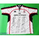 Ulster Multi Signed White Rugby Shirt made by CCC, sponsored by Bank of Ireland, Short Sleeve,