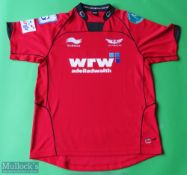 Scarlets Rugby Shirt made by Burrda, sponsored by WRW, Short Sleeve, Size L