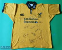 London Wasps Multi Signed Rugby Shirt made by CCC, Sponsored by Generation Telecom, Short Sleeve,
