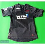 Scarlets Rugby Shirt made by Burrda Sport, sponsored by WRW, Short Sleeve, size label is worn,