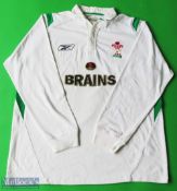 Wales Away Rugby Union Shirt made by Reebok, sponsored by Brains, Long Sleeve, Size L, some light