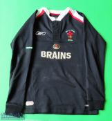 Wales 125 Years of the WRU Rugby Shirt made by Reebok, sponsored by Brains, Long Sleeve, Size Junior