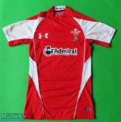 Wales Rugby Shirt made by Under Armour, sponsored by Admiral, Short Sleeve, Size S