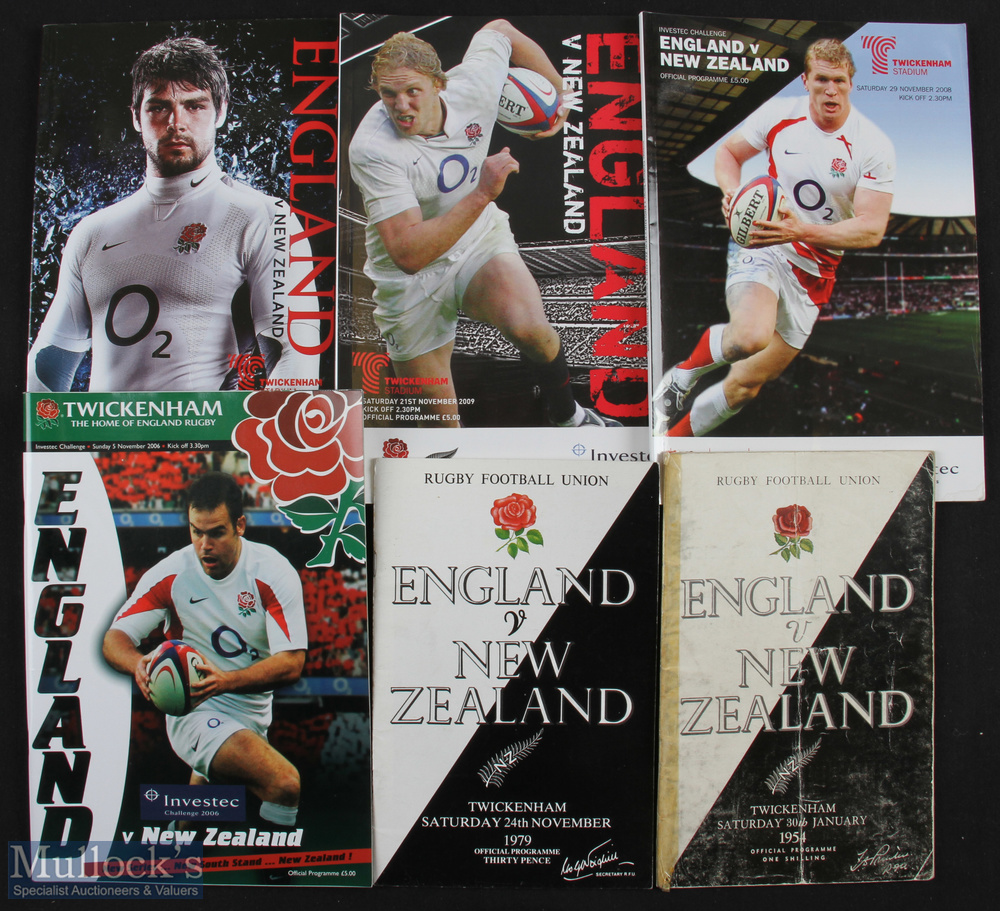 England v New Zealand Rugby Programmes 1954-2010 (6): To inc 1954 (heavily taped), 1979, 2006, 2008,
