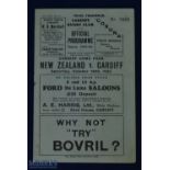 1935 Cardiff v New Zealand Rugby Programme: A classic Cardiff 12pp issue for a classic occasion, won