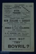 1935 Cardiff v New Zealand Rugby Programme: A classic Cardiff 12pp issue for a classic occasion, won