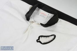 1980s(?) White All Blacks No. 13 Matchworn Rugby Jersey: Canterbury make, 100 cm, black collar &