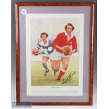 Signed framed Gareth Edwards Coloured Painting: Splendid dual image in Welsh and in Baabaas kit of